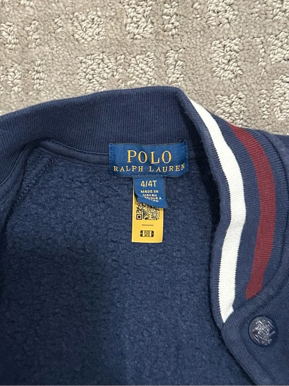 Polo Ralph Lauren Boys Navy Fleece Varsity Bomber Jacket 4T